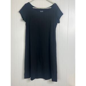 Eileen Fisher Black Short Sleeve A Line T Shirt Midi Dress Size Medium‎